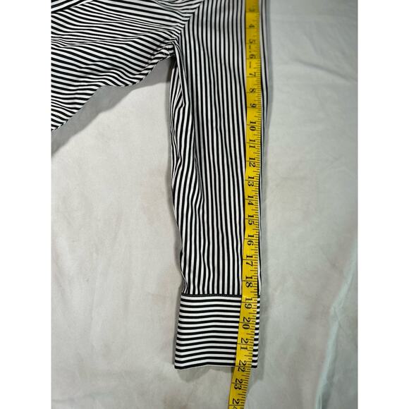 Chico's Blouse Womens Size SP Black White Stripe No Iron Hidden Button NWT - Picture 7 of 7